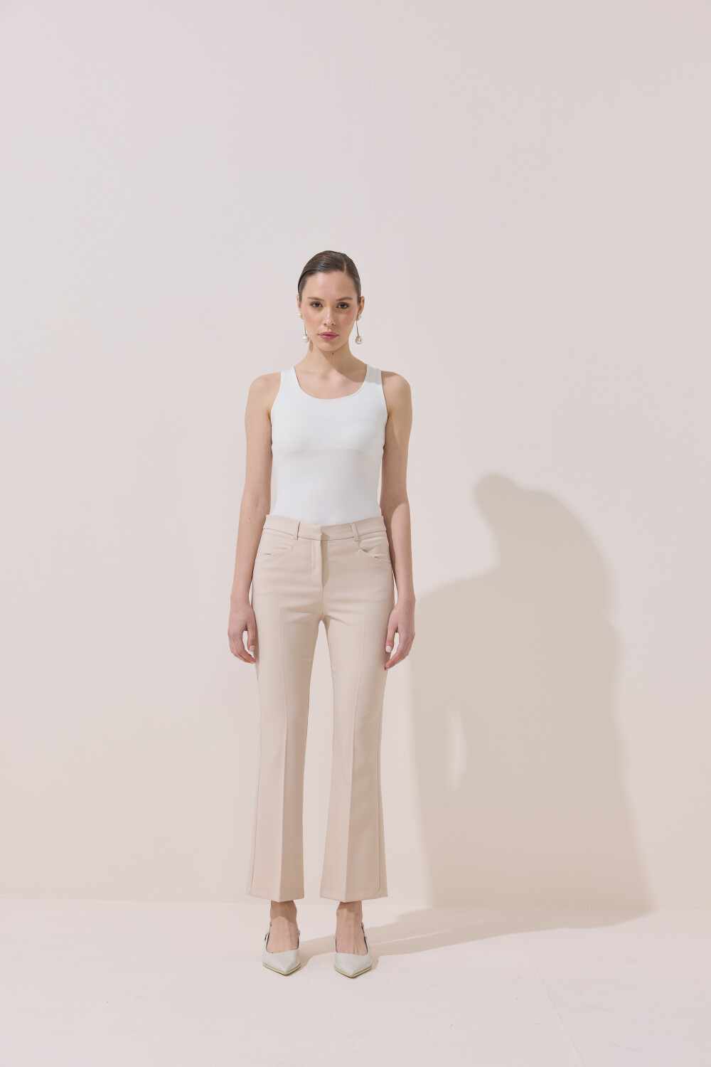 FLARE PANTOLON BEJ - Nur Kalay