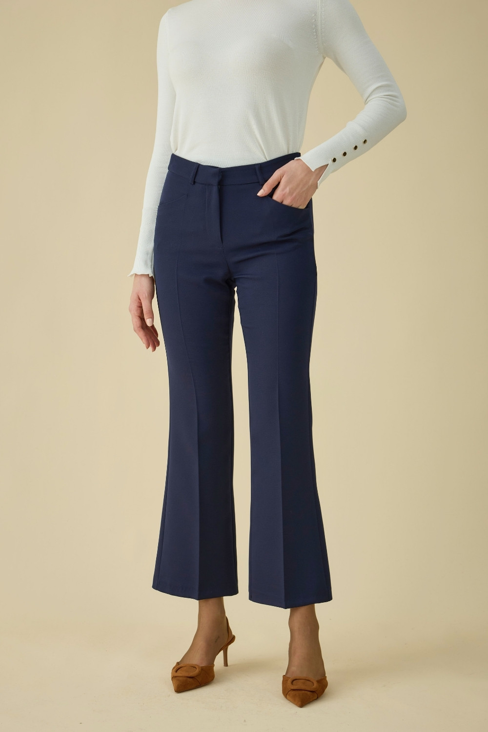 FLARE PANTOLON LACİVERT - 4